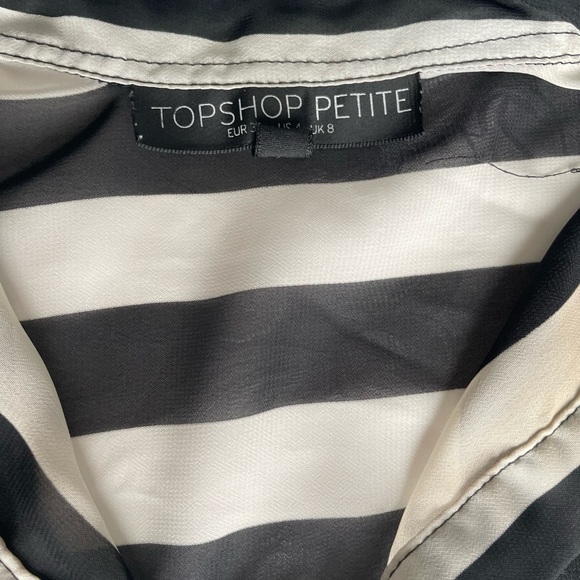 Women’s petite pin black and off white striped sleeveless shirt. TopShop! - Picture 4 of 6